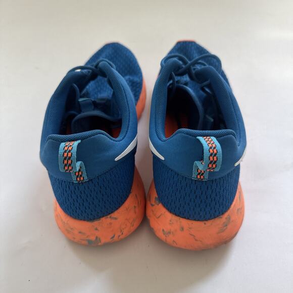 Nike‎ Roshe Run Shoe 669985-400 Marble Military Blue Orange White Men Size 8.5 - Picture 5 of 12